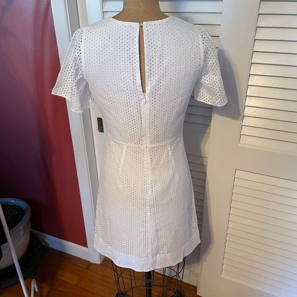J CREW | white perforated short sleeve fit & flare dress 0 - Picture 5 of 9